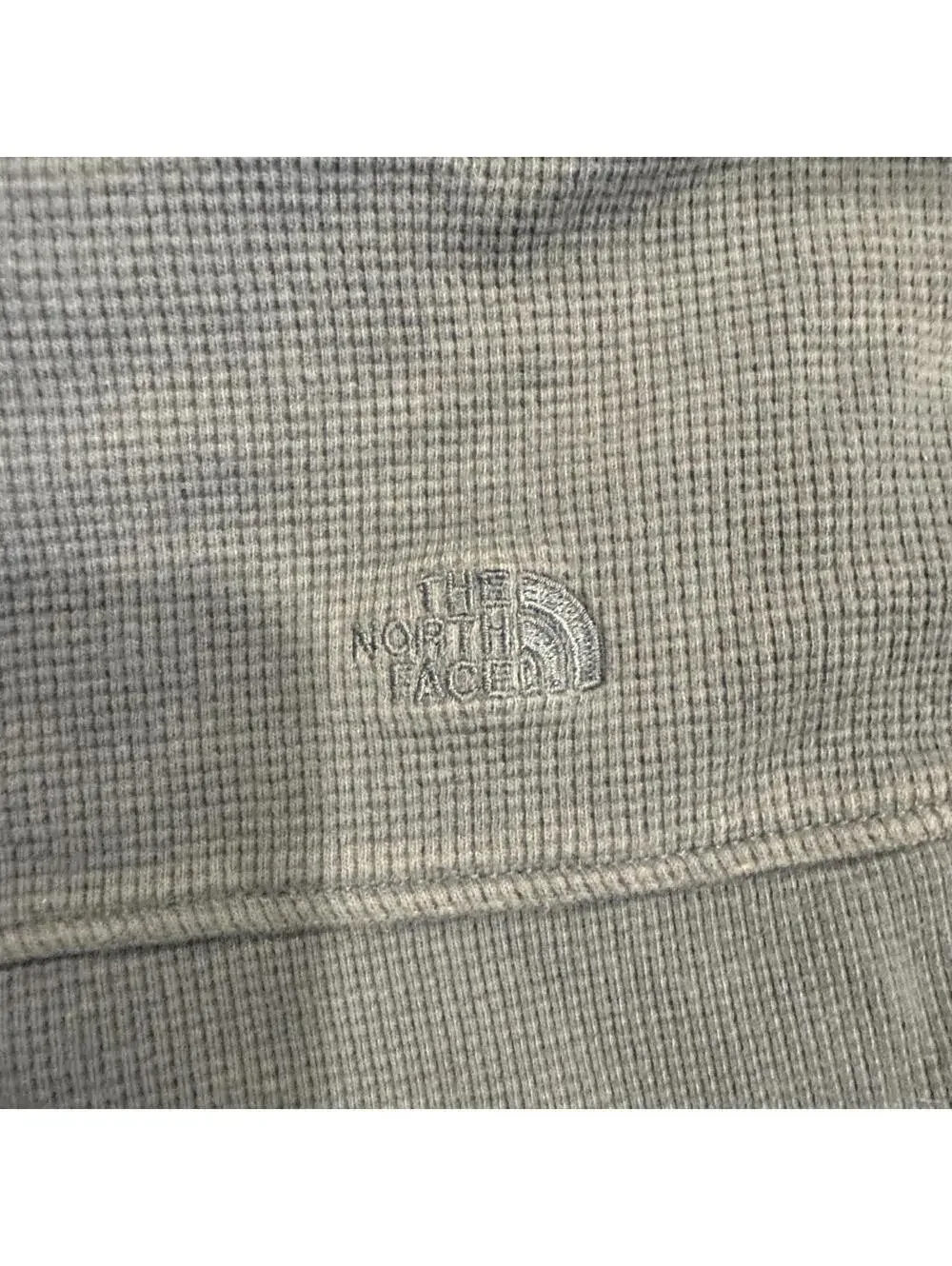 Gray waffle knit hoodie with a relaxed fit size small